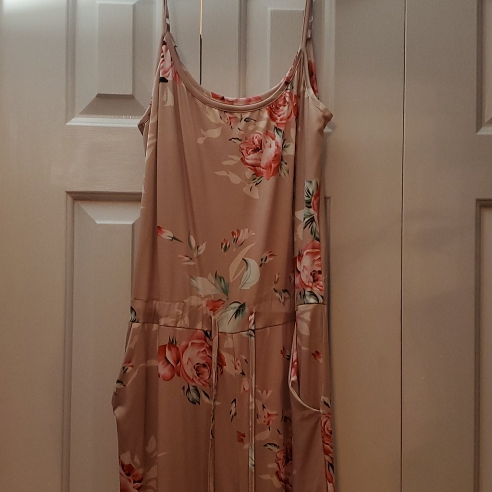 Floral spaghetti strap wide leg jumpsuit